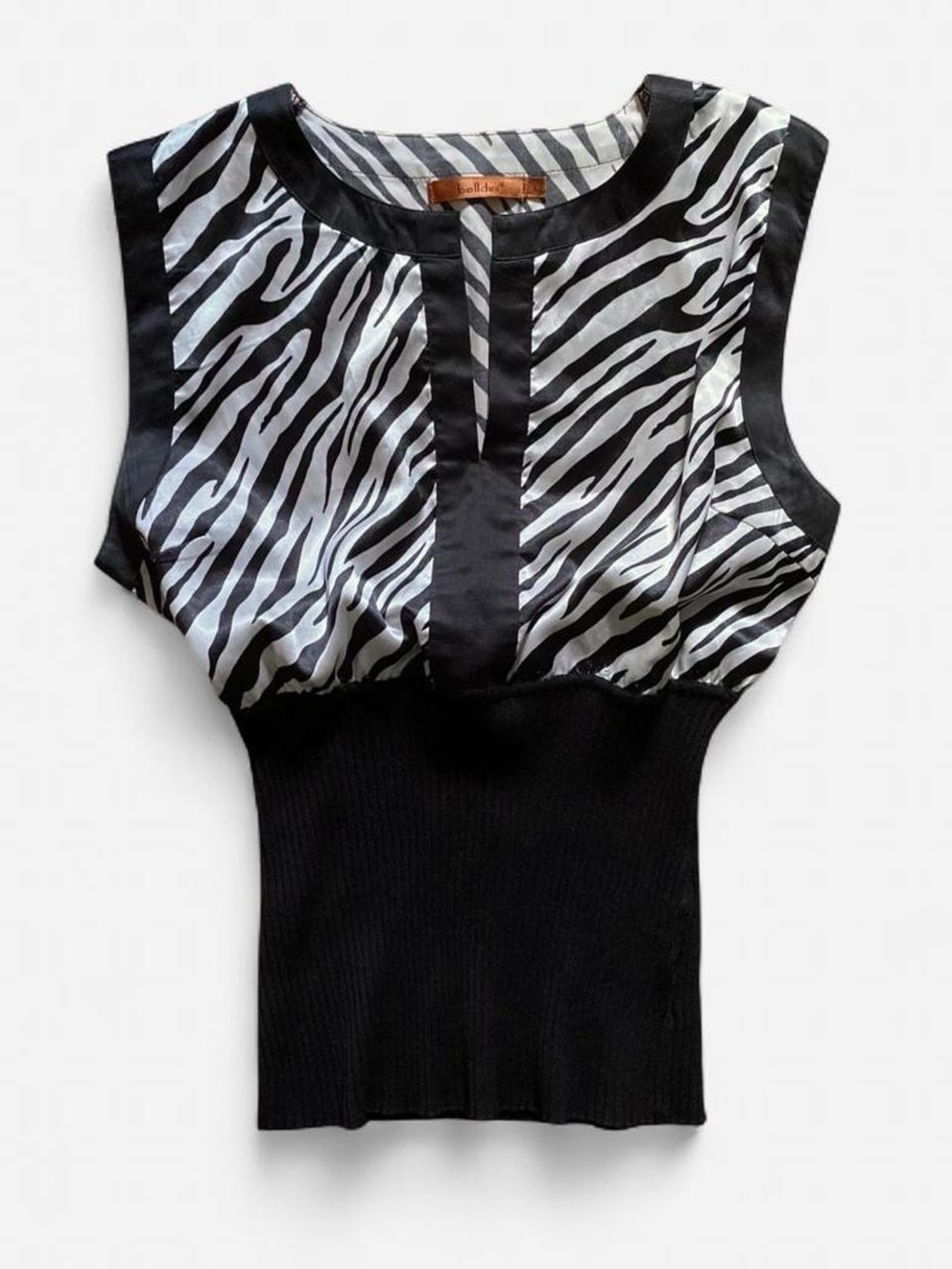 vintage y2k Belldini zebra pattern knit bodycon blouse slim shoe diva top fit